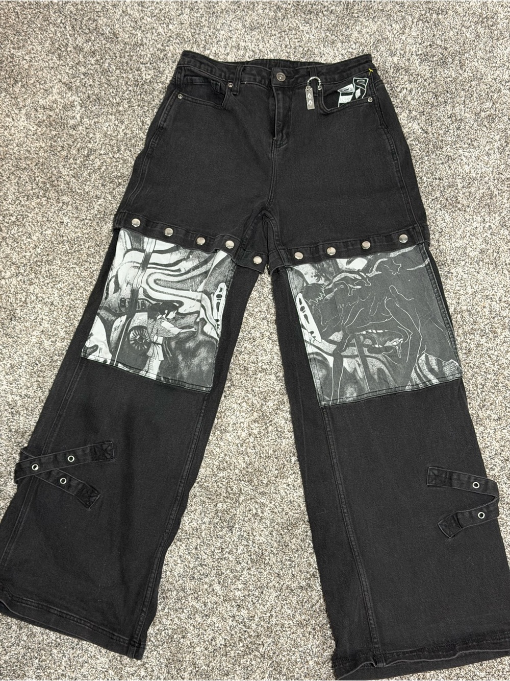 Spirited away Her universe Black Graphic Patch Wide-Leg Women's Jeans